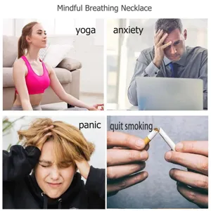 Mindful breathing necklace for anxiety relief, stress reduction, meditation and yoga focus.