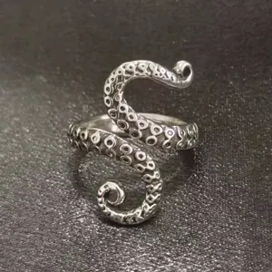 Vintage octopus tentacle open ring gothic punk retro adjustable finger jewelry for men and women