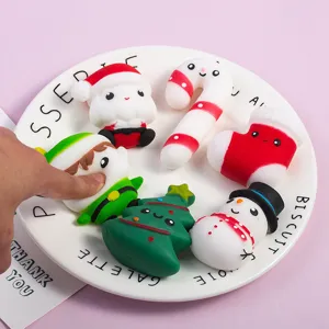Jeu de jouets squishy de Noël à rebond lent, joli père Noël bonhomme de neige soulagement.