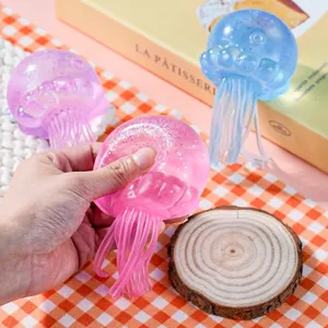 Cute colorful silicone jellyfish squeeze toy, great stress relief fidget toy for kids