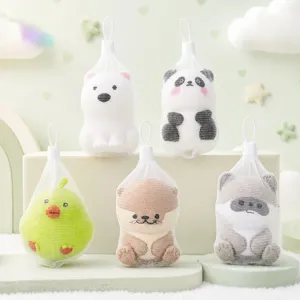 Cute animal squeeze toys set, slow rebound soft stress relief toys with mesh bag packaging.