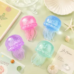 Cute glitter jellyfish sensory squeeze toys, soft silicone stress relief toys for kids and adults.