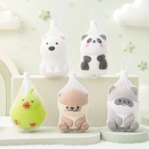 Cute animal slow rebound squishy toy set in mesh bag, stress relief soft healing toy for kids.