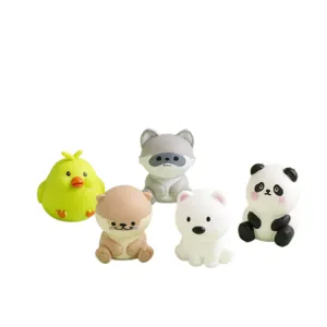 Cute animal slow rebound squeeze toys set soft stress relief figures for desk decor and fun.