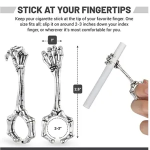 Cool skelet hand sigarettenhouder ring, gothische metalen rookring voor mannen en vrouwen.