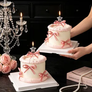 Décoration de Gâteau Style Ballet Ruban en Satin et Ensemble de Bougies en Forme d'Étoile et de Cœur pour Fête de Saint-Valentin