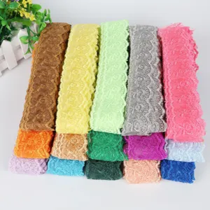 Colorful embroidery lace trim for clothing accessories, DIY handmade sewing material and decorative craft supply.
