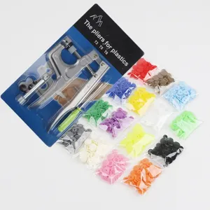 Colorful resin snap fasteners pliers kit T3 T5 T8 plastic press studs DIY sewing tools clothing accessories