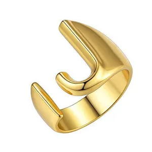 Gouden grove letterring open verstelbaar ontwerp stijlvolle mode sieraden voor koppels.