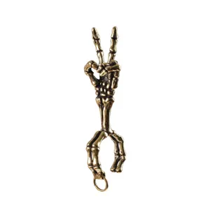 Vintage bronzen skelet hand sigarettenhouder ring, gotische punk verstelbare rookring voor heren.