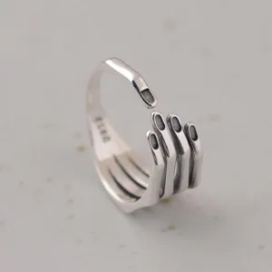 Vintage 925 Silver Open Ring For Women Creative Finger Retro Adjustable Fashion Jewelry Ring Gift