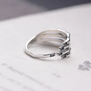 Silver hug ring open adjustable sterling silver vintage style creative hand jewelry for women