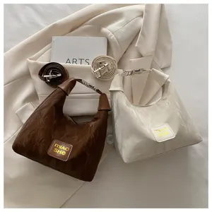 Modische Damen Schulter Unterarm Tasche Freizeit einfarbige Handtasche elegante Alltagstasche.