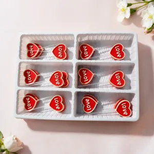 Garniture de gâteau cœur rouge avec texte love pour Saint Valentin fête mariage dessert déco