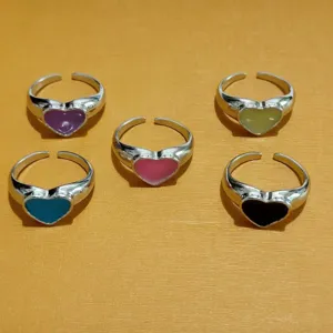 Minimalistische Zinklegering Open Ring voor Vrouwen Ins Stijl Lichtgevend Hart Druppelolie Mode Sieraden Vingerring Cadeau