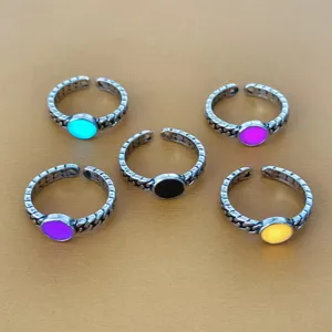 Retro Vintage Ketting Kruis Open Ring Voor Dames Hip Hop Persoonlijkheid Gedraaid Lichtgevend Dubbellaags Vingerring Sieraden