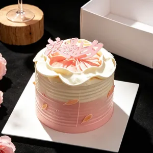 Adorno para Tarta Acrílico San Valentín Romántico Espejo Oro Plata Rojo Inserto de Pastel Decoración de Fiesta Suministros