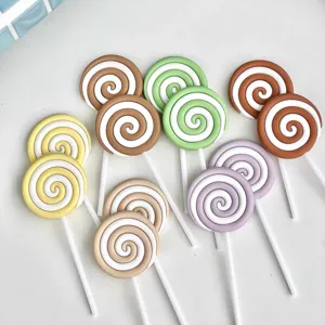 Decorazioni per torta con lecca lecca a spirale colorata ornamenti in gomma morbida compleanno