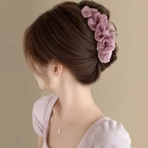 Große Mesh Haarklammer Handgemachte Blumen Design Elegante Haarschmuck Für Damen Tägliches Pendeln