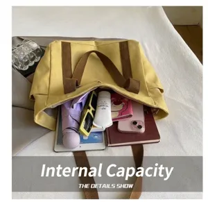 Große Kapazität Segeltuch Tote Bag lässige Pendler Schultertasche Damen Student Büchertasche
