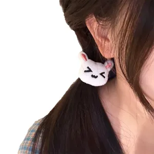 Dolce elastico per capelli con coniglietto peluche simpatico accessorio per coda di cavallo