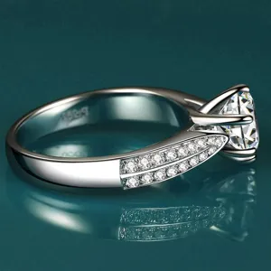 Exquisite 925 silver moissanite ring with sparkling pavé stones for elegant women daily wear.