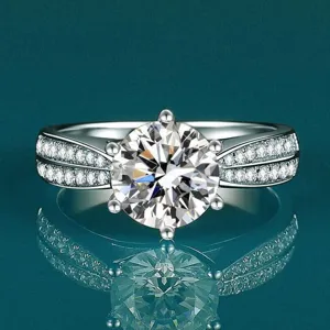 Moissanite Ring Sterling Silver Ring Women Engagement Wedding Jewelry Luxury Solitaire Ring Classic Prong Ring
