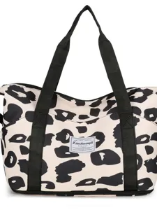 Gran bolsa de viaje con estampado de leopardo, bolso deportivo impermeable para gimnasio.