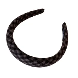 Schicker französischer Retro-Haarreif in Schwarz-Grau kariert für elegante Damen im Alltag.