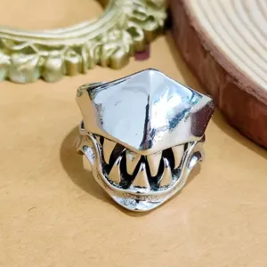 Men's Punk Monster Teeth Open Ring Alloy Cool Venom Style Finger Ring Jewelry Gift