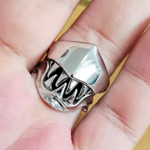 Men's gothic venom sharp teeth silver metal open ring fashion punk rock statement jewelry piece