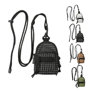 Mini Zaino a Quadri Borsa a Tracolla Nylon Leggero Casual Esterno Piccolo Borsellino Monete Borsa Accessorio Moda per Donna Uomo