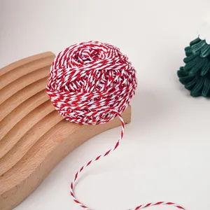 Red and white twisted cotton twine for gift wrapping packaging and DIY crafts craft string spool