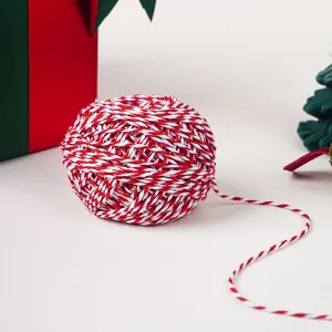 Red and white cotton twine ball for Christmas gift wrapping and DIY crafts packaging