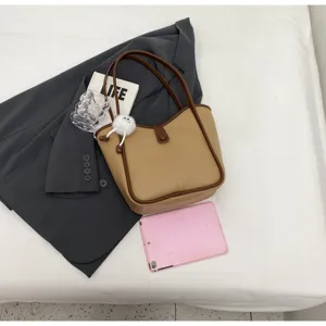 Borsa a tracolla rétro a contrasto di colore, grande borsa da lavoro per uso quotidiano.