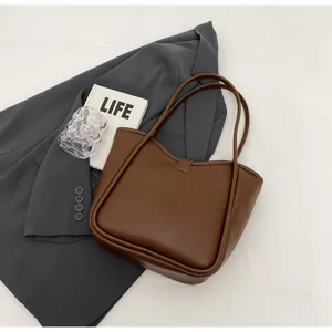 Borsa a mano marrone retro grande capacita borsa a spalla elegante da donna borsa casual moda