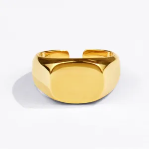 Minimalist Geometric Square Open Ring For Women S925 Silver Gold Plated Simple Fashion Jewelry Finger Ring