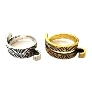 Adjustable knitting crochet tension ring yarn guide finger holder for yarn craft tools.
