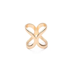 Gold plated cross scarf buckle hollow design multi-purpose shawl ring for daily wear.