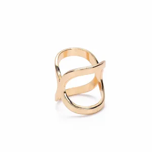 Gold-plated metal cross hollow scarf ring, creative multi-purpose shawl buckle detail.
