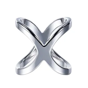 Silver tone metal cross shape scarf ring geometric buckle for women shawl silk scarf accessories
