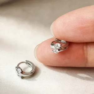 Orecchini a cerchio doppio diamante in argento sterling 925 design chic gioielli