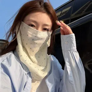 Maschera solare floreale da donna, facekini anti-UV e protezione per il collo per l'estate.