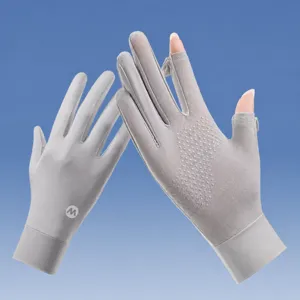 Gants de protection solaire en soie glacée pour femmes, anti-UV tactile vélo en plein air.