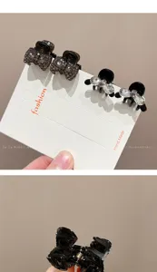 Mini pinces à cheveux nœud strass pour femmes, épingles élégantes et accessoires de frange.