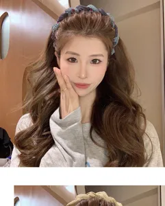 Cerchietto per capelli in tessuto intrecciato stile coreano donna quotidiano alto teschio