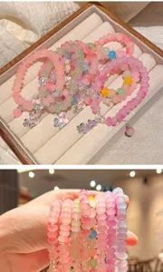 Encantador conjunto de pulseras de cuentas de cristal para mujeres, joyería de moda regalo.