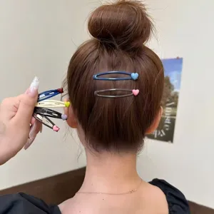 Pinces à cheveux cœur coréennes mignonnes barrettes colorées pour femmes frange accessoires