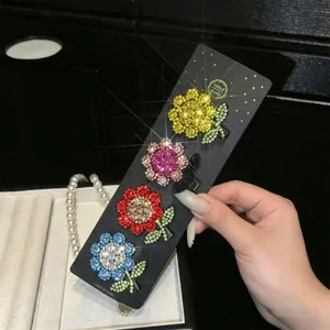 Pince à Cheveux Tournesol en Résine Douce Strass Floral Pince Latérale Accessoires de Coiffure pour Femmes et Filles Quotidien