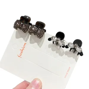 Set de mini pinces à cheveux nœud strass, pinces scintillantes élégantes pour femmes coiffure.